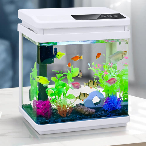Binano Beginner Betta Fish Tank Aquarium kit Intelligent Timed Shutdown Seven LED Lights Adjustable Brightness High-Transparency Glass Efficient Filtration Gallon (1.5 Gallon)